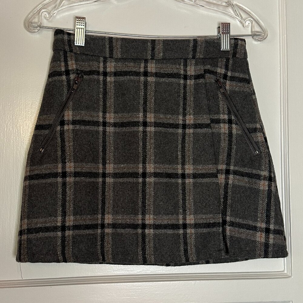 Y2K Esque Plaid Wool Blend Mini Skirt - Size S